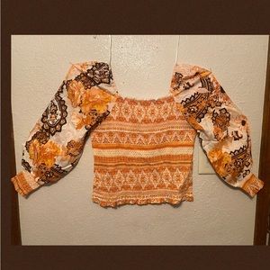 NWT CATO CROP OFF/ON SHOULDER LONG SLEEVE STRETCH TOP SIZE XL